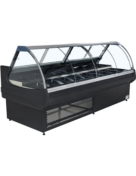 Serve over Deli counter Curved glass front Width 1980mm 