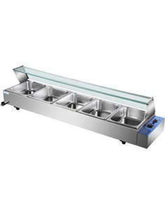 Commercial Bain Marie with Glass top sneeze guard 5xGN1/2  2