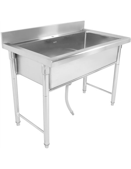 Commercial Stainless Steel Pot Wash Sink with Single Bowl and Splashback 1200x700x850mm 