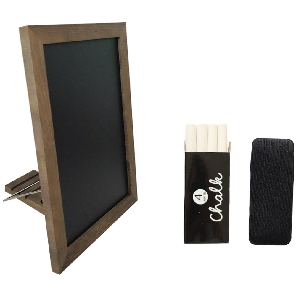 Tabletop Magnetic Chalk Board with Magnetic Surface and Adjustable Stand Brown Frame 11&quot×15&quot (279×381mm) 