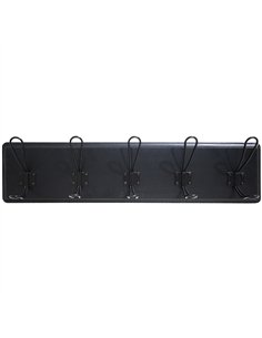Rustic Wall Mounted 24&quot (610mm) Coat Rack with 5 Rustic Hooks Solid Pine Wood Black 