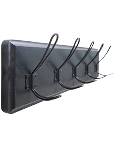 Rustic Wall Mounted 24&quot (610mm) Coat Rack with 5 Rustic Hooks Solid Pine Wood Black  2