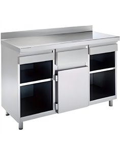 Commercial Stainless Steel Tall Coffee Station Table with Drawer 1500×600×1150mm 