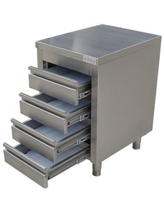 Commercial Stainless Steel Cabinet with 4 Drawers 500×600×900mm 