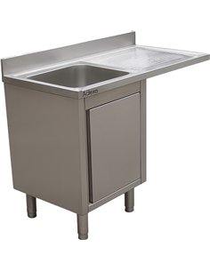 Stainless Steel Single Bowl Sink Unit with Right Drainer &amp Cabinet 1200×600×950mm  2