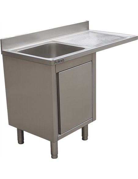 Stainless Steel Single Bowl Sink Unit with Right Drainer &amp Cabinet 1200×700×950mm 