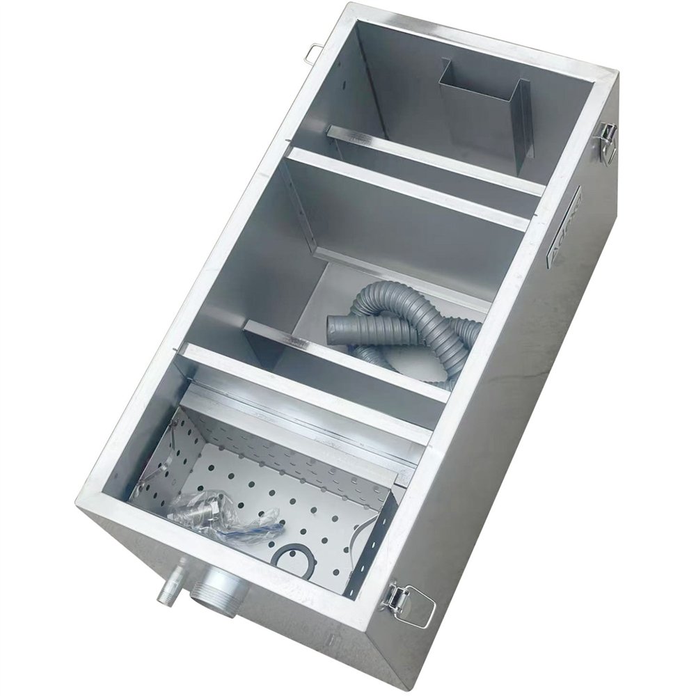 Commercial Stainless Steel Grease Trap with Lid and Outlet Valve 500x300x300mm 