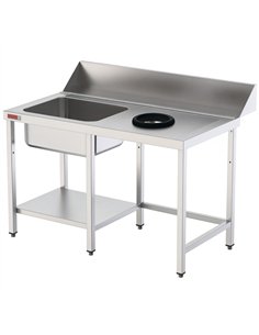 Commercial Stainless Steel Sink with Waste Hole and Splashback 1200x750x970 