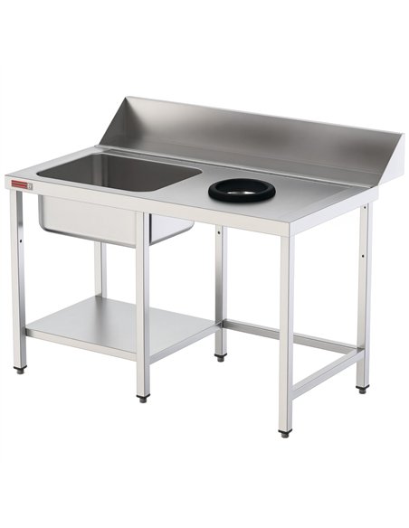 Commercial Stainless Steel Sink with Waste Hole and Splashback 1200x750x970 