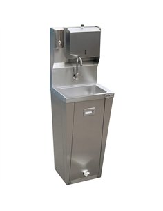 Commercial Stainless Steel Hand Wash Basin with Foot Pedal and Dispenser Unit 430x385x1350mm 