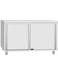 Commercial Stainless Steel Sliding Door Work Table Cabinet 1000x600x850mm 