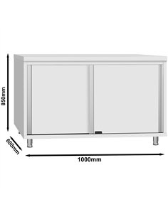 Commercial Stainless Steel Sliding Door Work Table Cabinet 1000x600x850mm  2