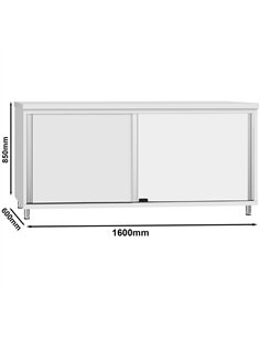 Commercial Stainless Steel Sliding Door Work Table Cabinet 1600x600x850mm  2