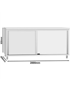 Commercial Stainless Steel Sliding Door Work Table Cabinet 2000x600x850mm  2