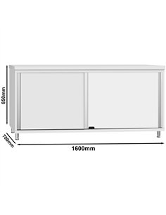 Commercial Stainless Steel Sliding Door Work Table Cabinet 1600x700x850mm  2