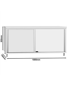 Commercial Stainless Steel Sliding Door Work Table Cabinet 1800x700x850mm  2