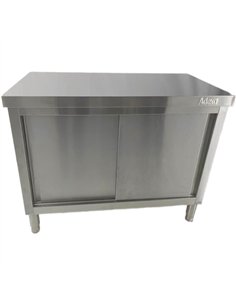 Commercial Stainless Steel Sliding Door Work Table Cabinet 800x500x850mm 