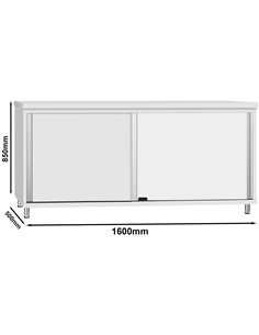 Commercial Stainless Steel Sliding Door Work Table Cabinet 1600x500x850mm  2