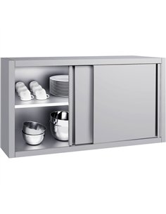 Commercial Stainless Steel Wall Cabinet with Sliding Doors and Inner Shelf 1200x500x650mm  2