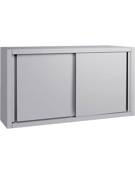 Commercial Stainless Steel Wall Cabinet with Sliding Doors and Inner Shelf 1500x500x650mm 