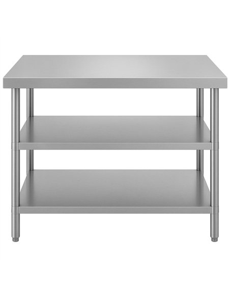 Commercial 3-Tier Stainless Steel Work Table with Undershelves 1000x600x850mm 