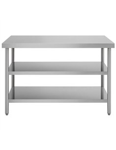 Commercial 3-Tier Stainless Steel Work Table with Undershelves 1300x600x850mm 