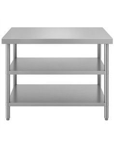 Commercial 3-Tier Stainless Steel Work Table with Undershelves 900x700x850mm 