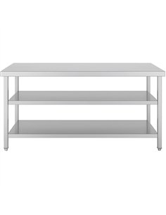 Commercial 3-Tier Stainless Steel Work Table with Undershelves 1800x600x850mm 