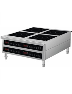 Commercial Countertop 4-Zone Induction Cooker with Legs 14kW (4 × 3500W) Touch Control Hardwired 