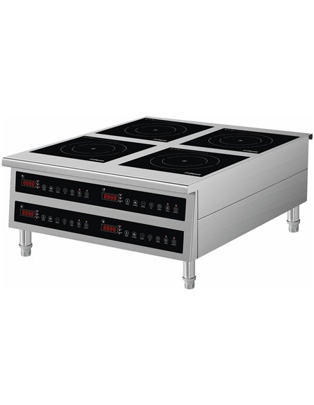 Commercial Countertop 4-Zone Induction Cooker with Legs 14kW (4 × 3500W) Touch Control Hardwired 