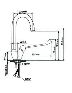 Commercial Single-Lever High Spout Mixer Tap with Extended Handle Chrome  2