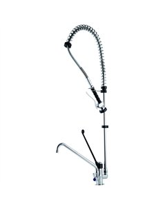 Commercial Deck-Mounted Pre-Rinse Spray Unit with Add-On Faucet &amp 6&quot Wall Bracket Chrome 
