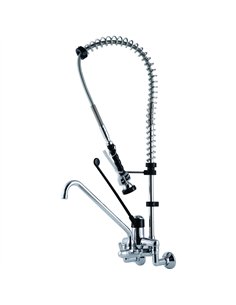 Commercial Wall-Mounted Pre-Rinse Spray Unit with Add-On Faucet &amp 6&quot Centres Chrome 
