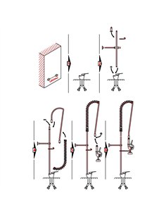 Commercial Deck-Mounted Pre-Rinse Spray Unit with Wall Bracket Chrome  2
