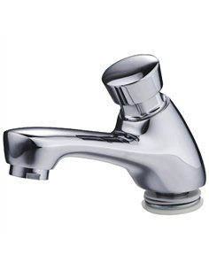 Commercial Basin Pillar Tap Push-Down Self-Closing Faucet Chrome 