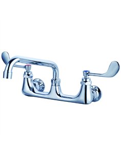 8&quot Wall Mounted Commercial Faucet with 8&quot Swing Spout &amp Wrist-Action Handles Chrome 