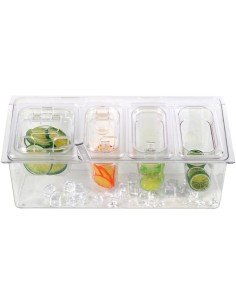 Chilled Condiment Holder including 1xGN1/6+3xGN1/9-150mm containers with lid Plastic | Stalwart DA- CHP06BD2