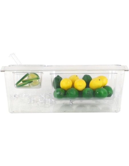 Chilled Condiment Holder including 1xGN1/3+1xGN1/6-150mm containers with lid Plastic | Stalwart DA- CHP06BD3