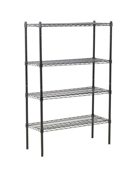 Commercial Shelving unit 4 tier 100kg/shelf Width 900mm Depth 350mm Black wire | Stalwart DA-MGA214