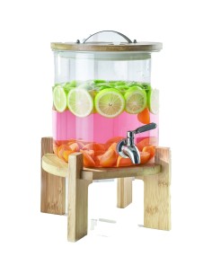 Glass Juice Dispenser 5 litres with Bamboo Stand | Stalwart DA-LT004