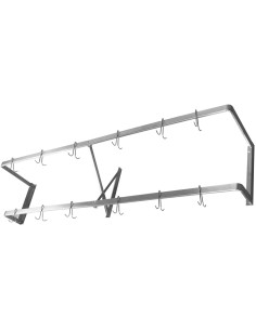 Commercial U-Style Wall Mounted Double Line Pot Rack with 12 Hooks Stainless Steel 1500x300x300mm | Stalwart DA-VMR1530U