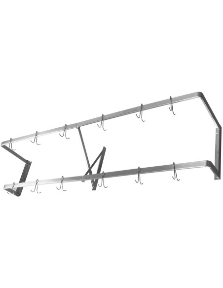 Commercial U-Style Wall Mounted Double Line Pot Rack with 12 Hooks Stainless Steel 1500x300x300mm | Stalwart DA-VMR1530U