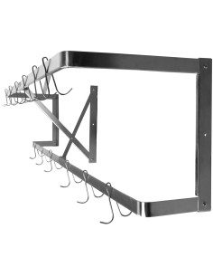 Commercial U-Style Wall Mounted Double Line Pot Rack with 12 Hooks Stainless Steel 1500x300x300mm | Stalwart DA-VMR1530U 2