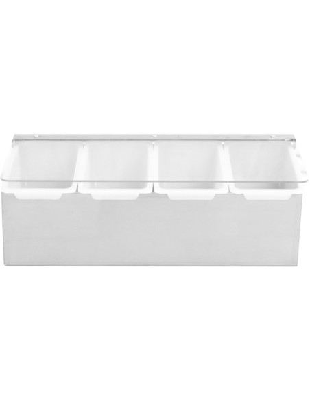 Professional Best Quality Garnish Tray / Condiment Dispenser with Lid 4 compartments Stainless steel & Plastic For Catering