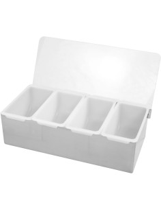 Professional Best Quality Garnish Tray / Condiment Dispenser with Lid 4 compartments Stainless steel & Plastic For Catering