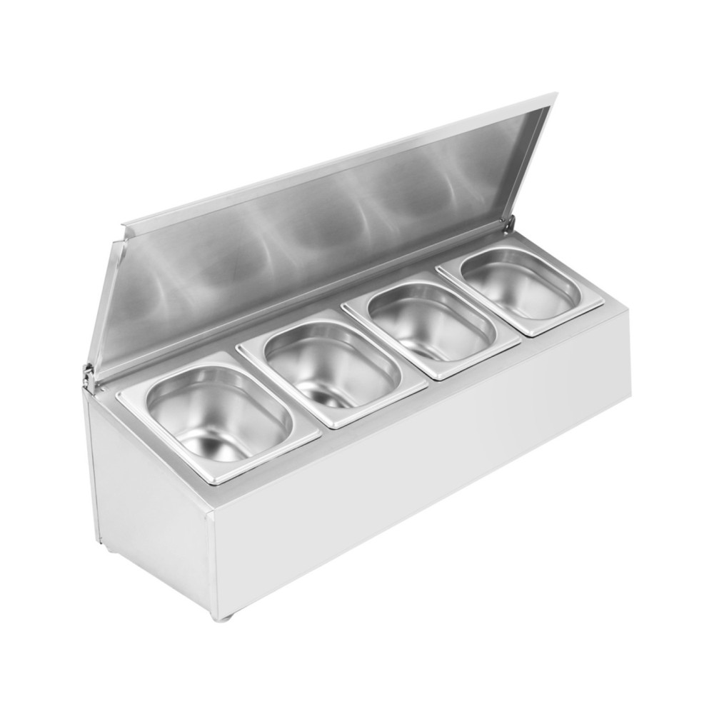 Professional Superior Quality Commercial Condiment Holder with lid including 4xGN1/6-100mm containers Stainless steel For Cateri