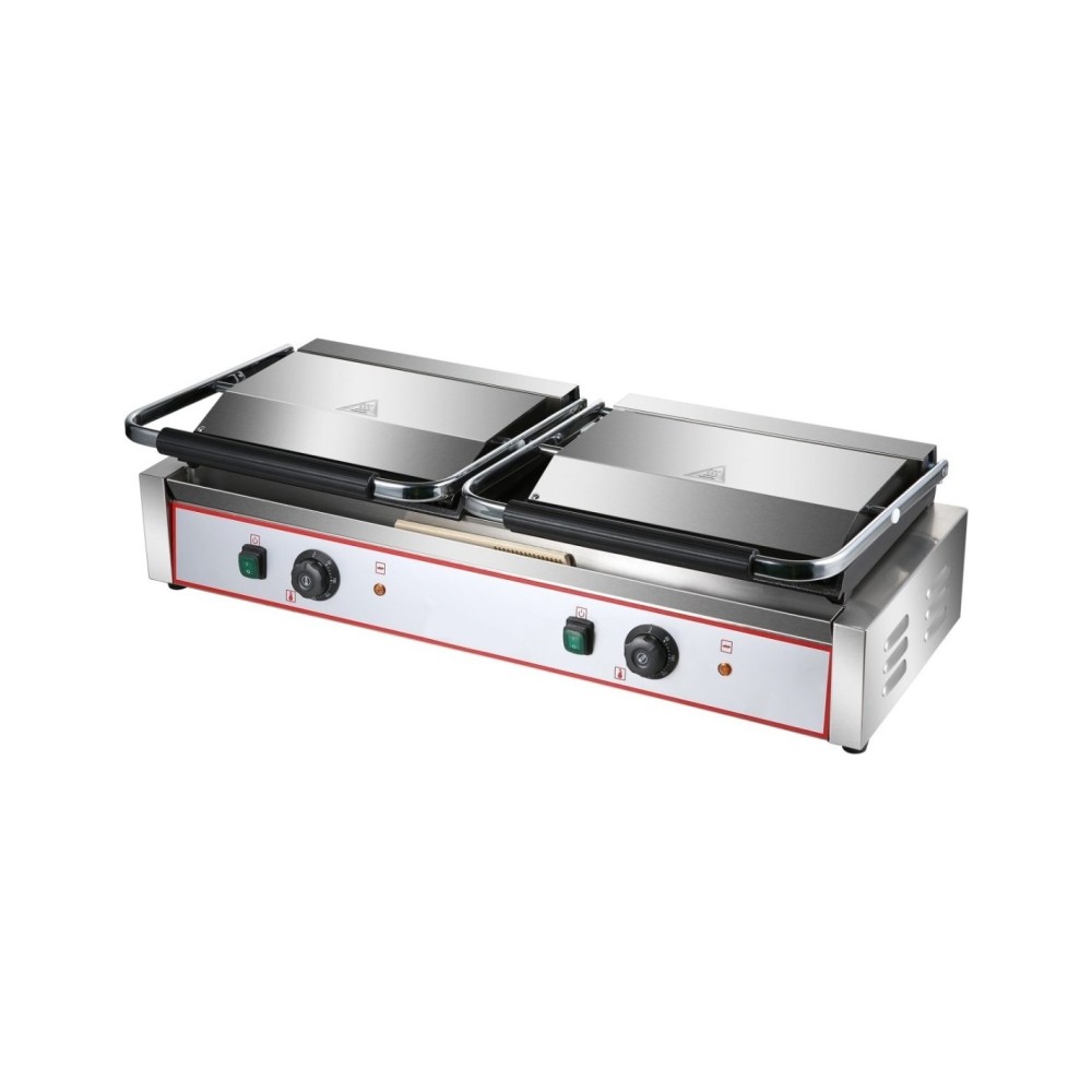 Professional High-Quality Heavy Duty Twin XL Panini Contact grill Smooth 4.4kW Dual Zone For Catering