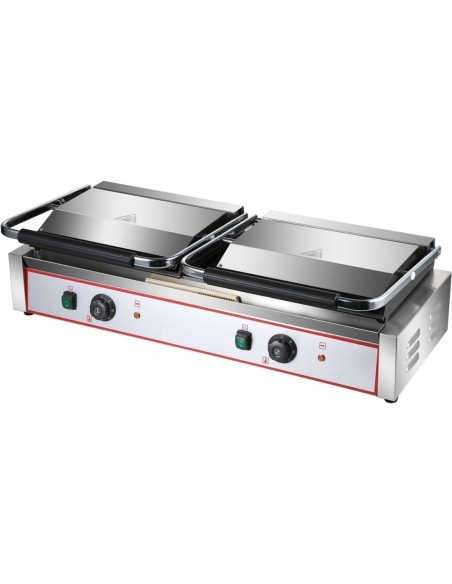 Professional High-Quality Heavy Duty Twin XL Panini Contact grill Smooth 4.4kW Dual Zone For Catering