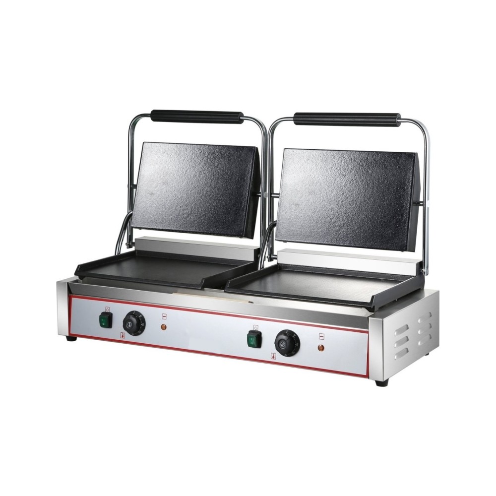 Professional High-Quality Heavy Duty Twin XL Panini Contact grill Smooth 4.4kW Dual Zone For Catering