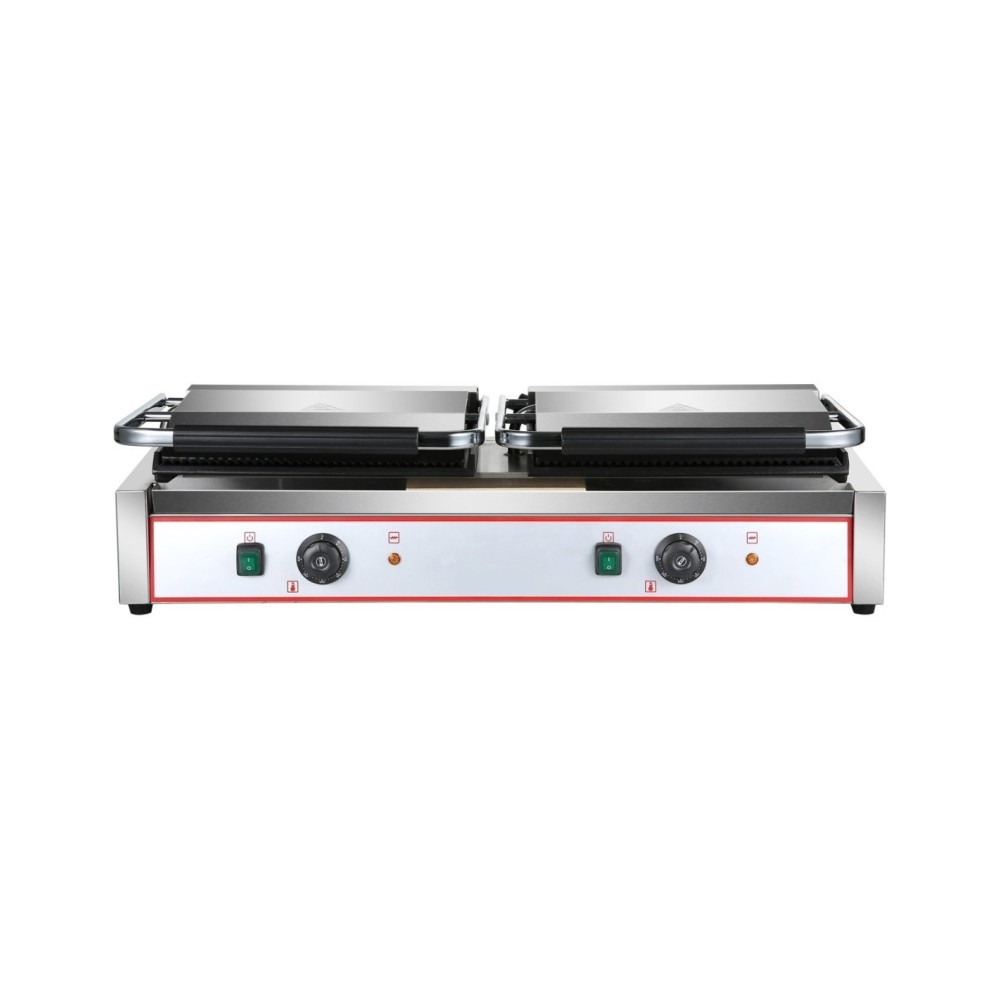 Professional High-Quality Heavy Duty Twin XL Panini Contact grill Smooth 4.4kW Dual Zone For Catering